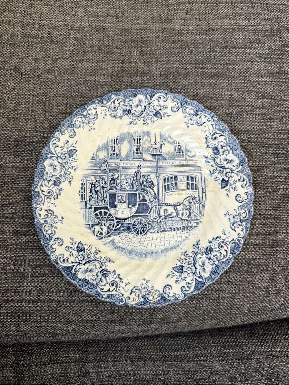 Blue and White Decorative COACHING SCENES Johnson Bros England Ironstone Plate